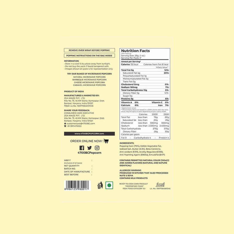 4700BC Microwave Popcorn Butter Bag | Crunchy