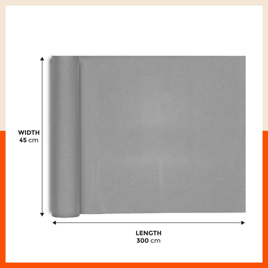 Bathla Shelf Liner | 45cm x 3 m | Multipurpose, Reusable, Washable, Temperature Resistant | Grey