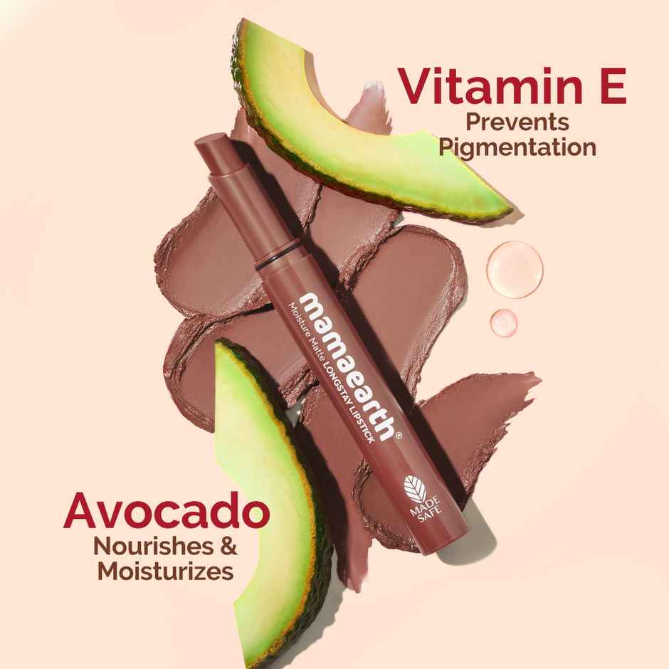 Mamaearth Moisture Matte Longstay Lipstick With Avocado Oil & Vitamin E 09 Espresso Brown