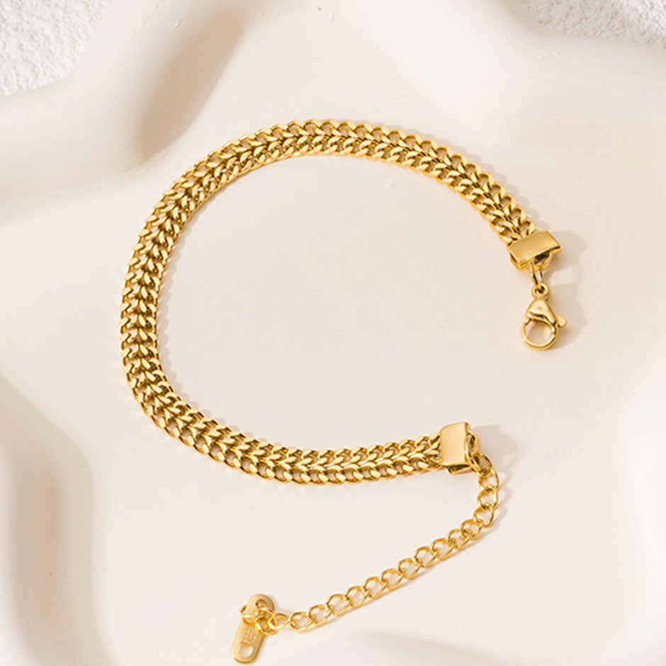 Label She Gold Plated Anti Tarnish Stainless Steel Contemporary Wraparound Bracelet | LS-BNG-16212