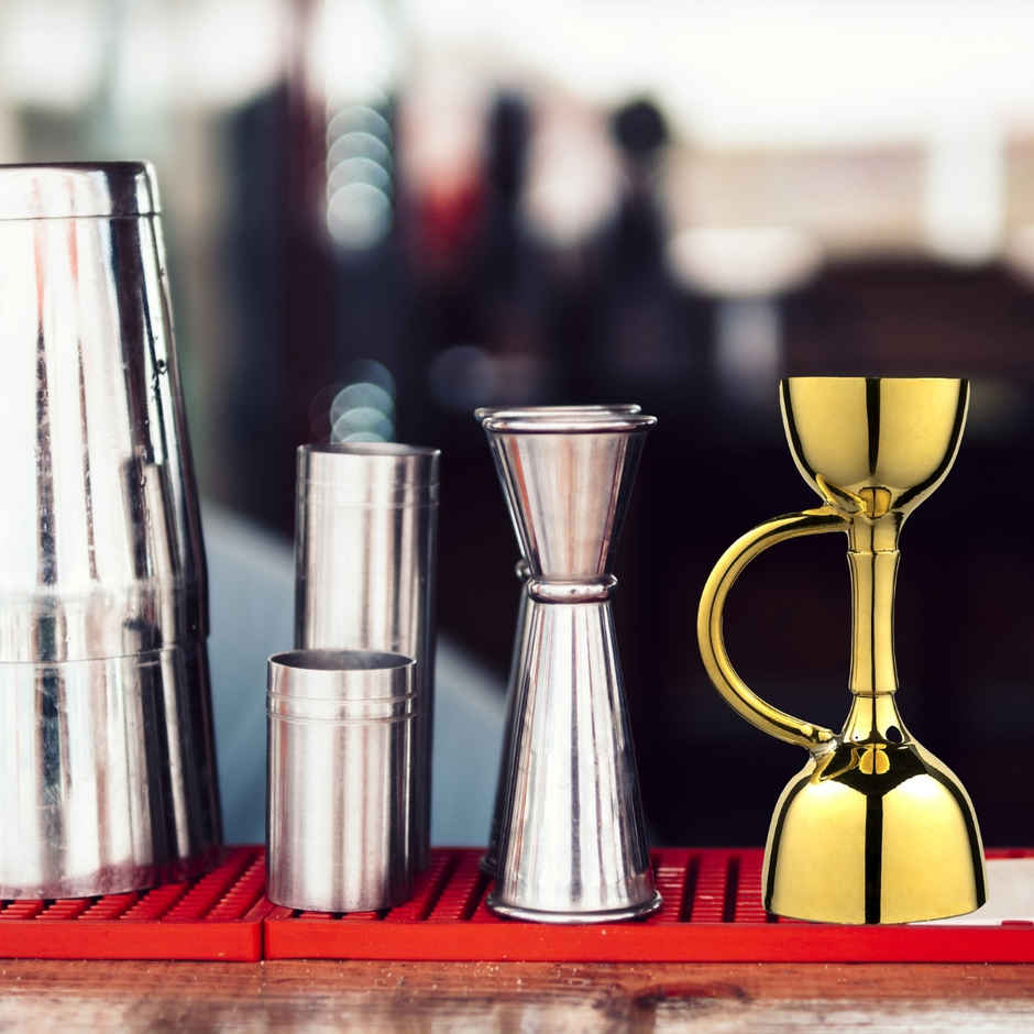 Bar Box Stainless Steel Bar Jigger Peg Measurer Cocktail Measuring Cups Bell Gold Plated