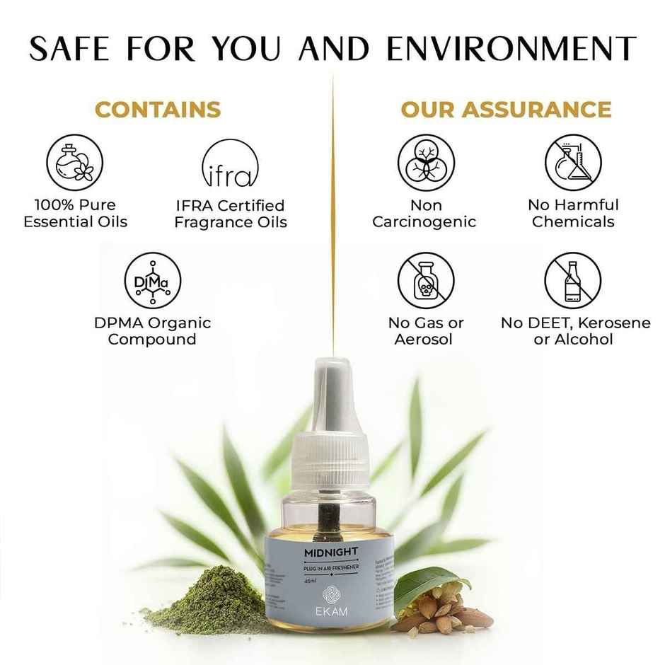 EKAM Midnight Scent Plug-In Air Freshener Refill (45ml)| Lasts up to 125 Days / 4 hours a day