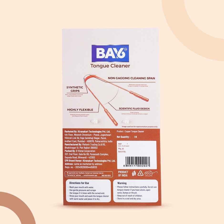 BAY6 Copper Tongue Cleaner with Scientific fluid design (Pure Copper)