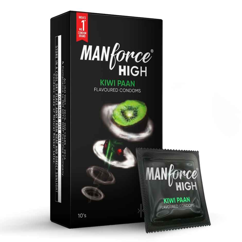 Manforce Ultra Feel Super Thin Bubble Gum Flavoured Condom With Thickness Of 0.05Mm(10pc) & Manforce High Flavoured Condoms - Kiwi Paan(10pc) Combo