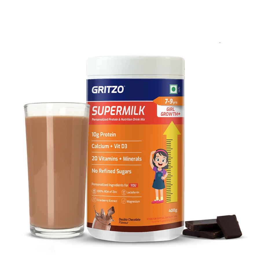 Gritzo Supermilk Growth+ (Formerly Height+) (7-9 Years Girls) | Double Chocolate