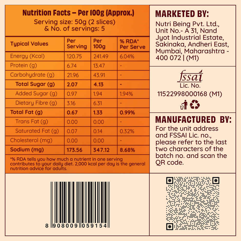 The Health Factory Zero Maida Whole Wheat Bread | Clean Label, Not Brown