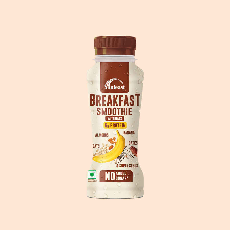 Sunfeast Breakfast Smoothie With Oats- No Added Sugar, 6g Protein