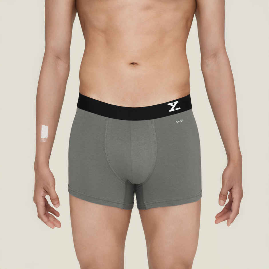 XYXX Men's Aero Cotton Solid Trunks Pack of 2, Midnight Blue & Frost Grey| L