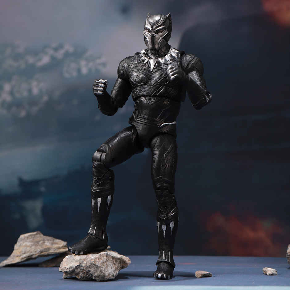Striders Licensed Black Panther Action Figure with Plastic Display Holder | 7 inch