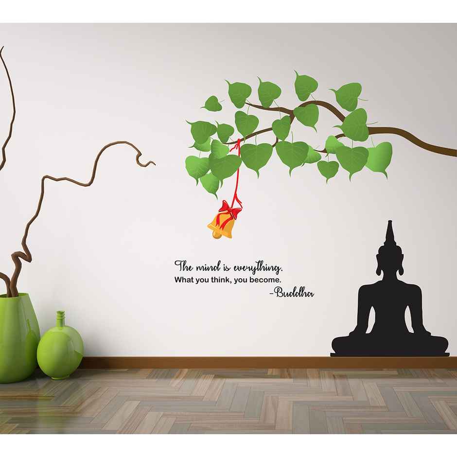 BAY6 Tree With Buddha Removable Sticker - 110cm | Pack Of 1