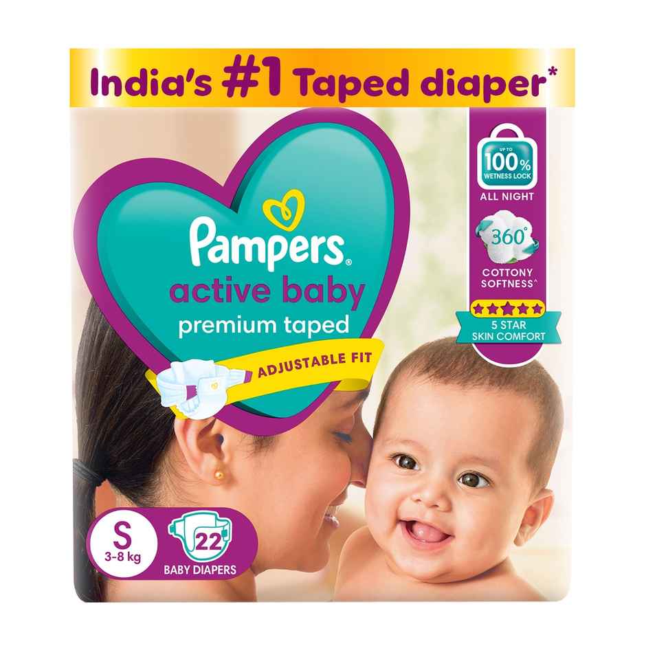 Pampers Active Baby Diaper (Taped, S , 3-8 kg)