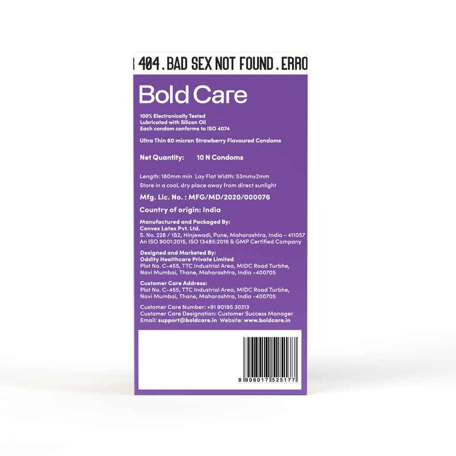 Bold Care 404 By Bold Care Strawberry Flavoured Condoms