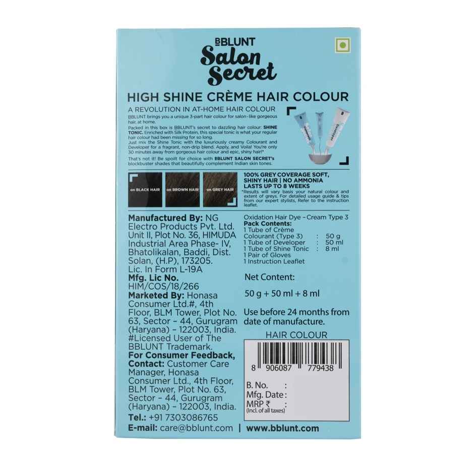 Bblunt Salon Secret High Shine Creme Hair Colour Coffee Natural Brown