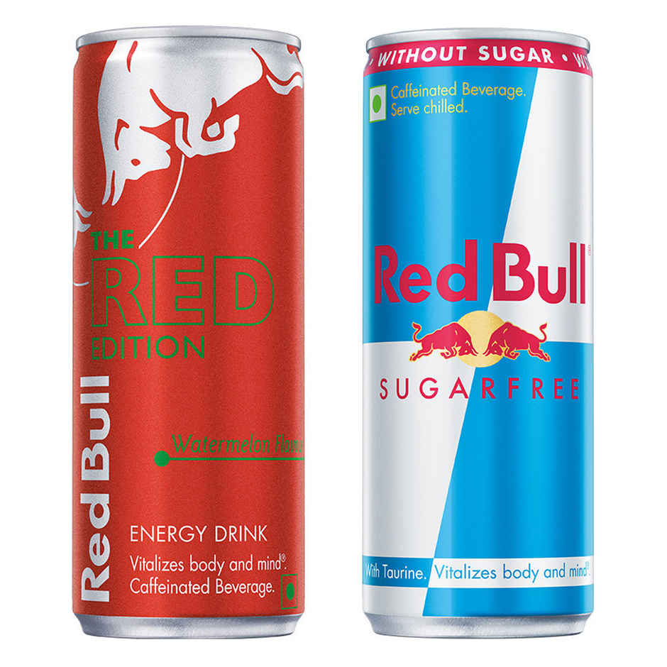 Red Bull Energy Drink - Sugar Free (250ml) & Red Bull Watermelon Energy Drink (250ml) Combo 