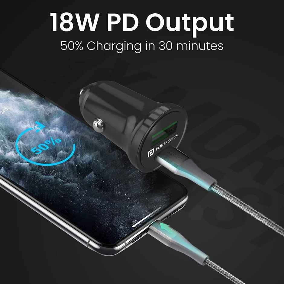 Portronics Car Power Mini Car Charger With Rapid Charge + Pd Output