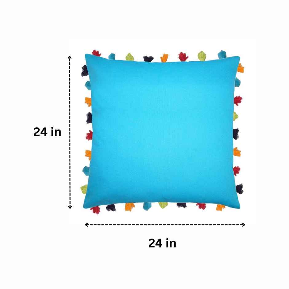 Lushomes Cushion Cover - Blue | Cushion Covers with Tassels | 24 x 24 inch