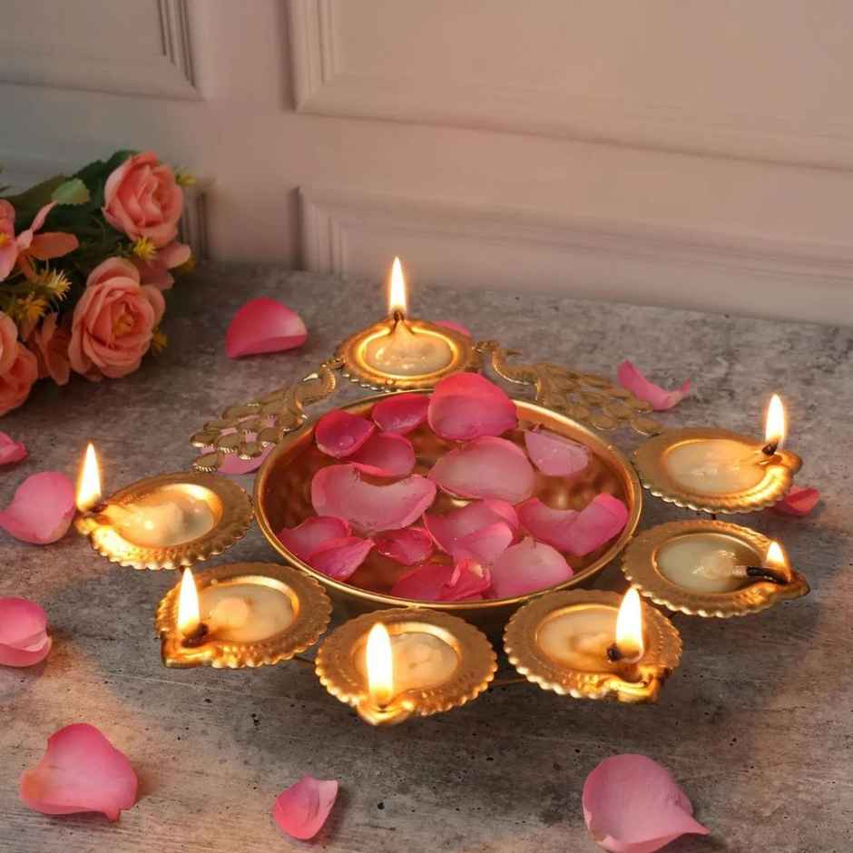 Peacock Diya Urli Bowl | Urban Born