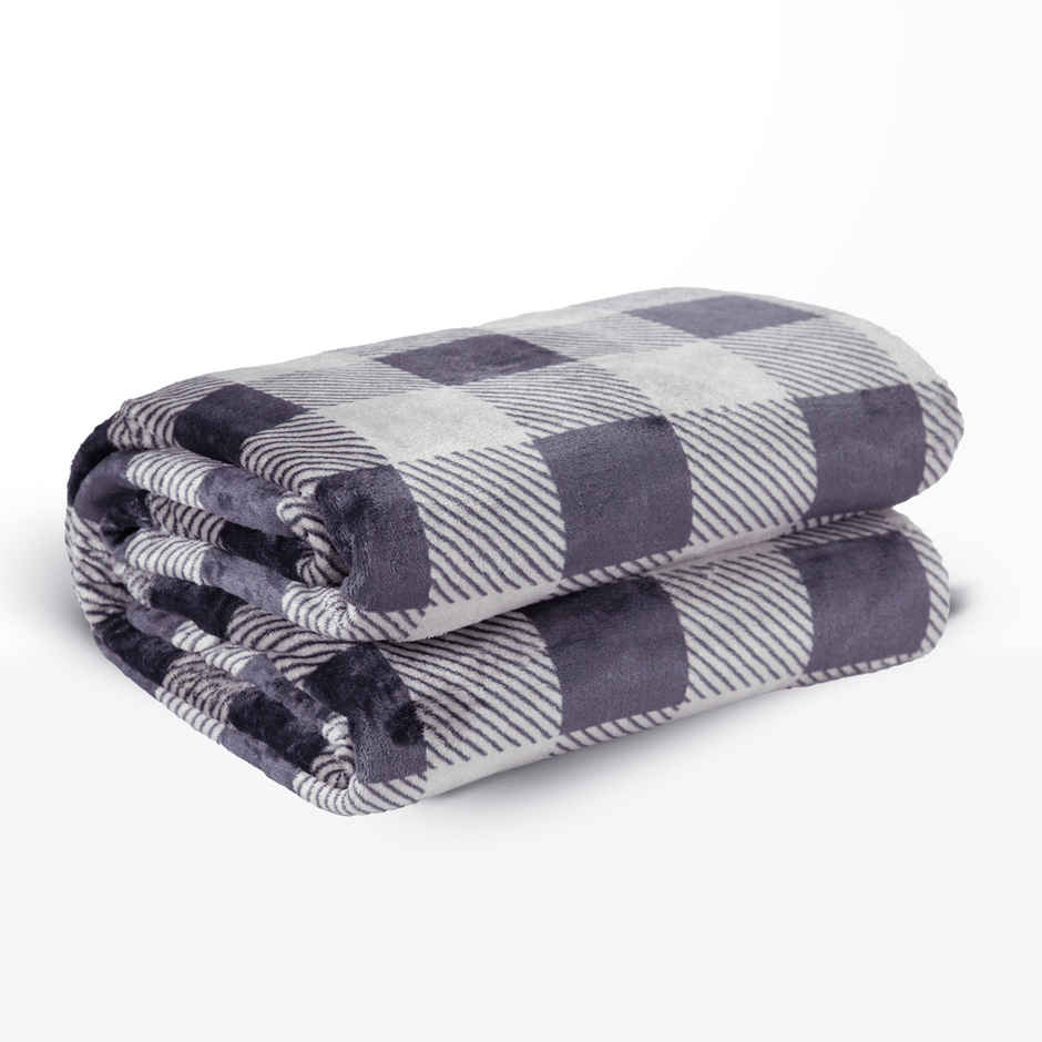 Home Elegance by myTrident Double AC Blanket | Mild Weather Flannel Checkers