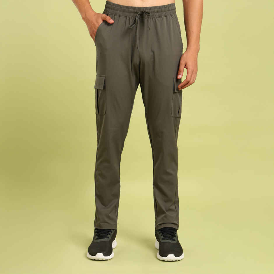 Technosport Men Poly Solid Relax Fit Sports Cargo Trackpants with TS FLEXI | Beetle | L