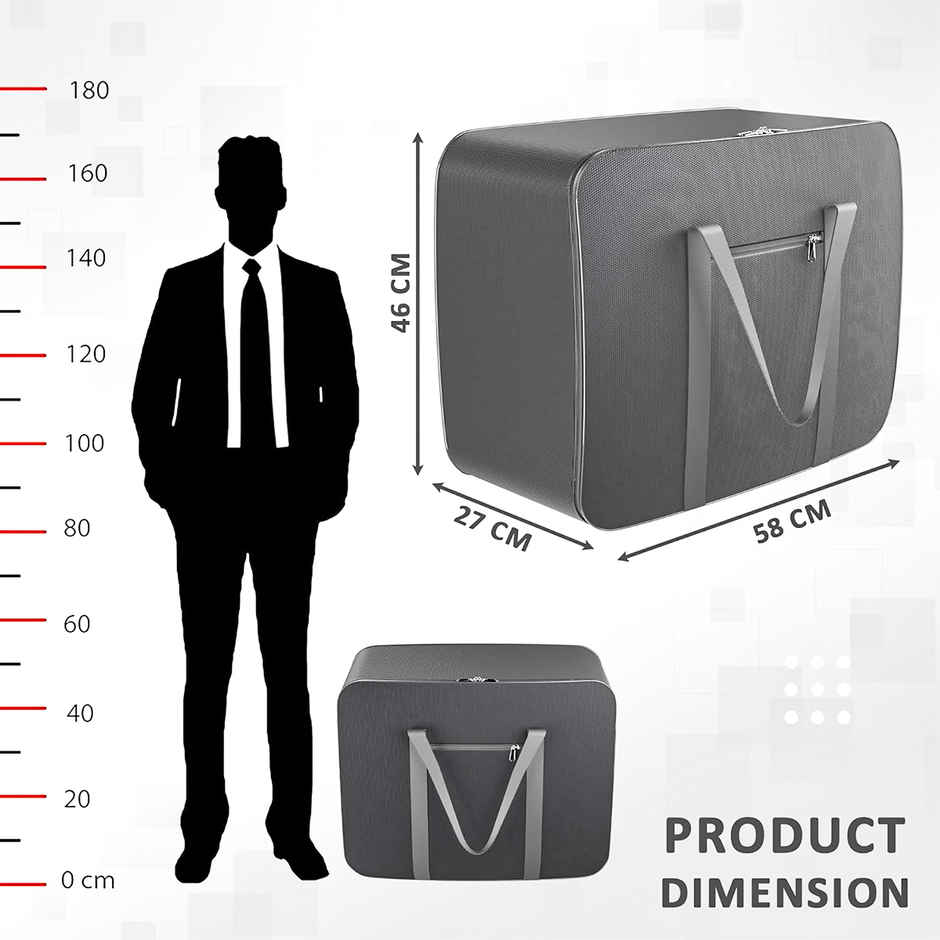 Kuber Industries Rexine Underbed Storage Bag | Clothes Organizer for Blanket & Comforters | Grey