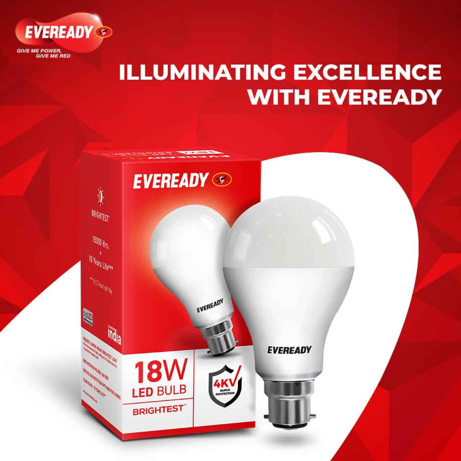Eveready 18 W LED Bulb Cool Day Light | 6500K | Energy Efficient | B22 Base Holder
