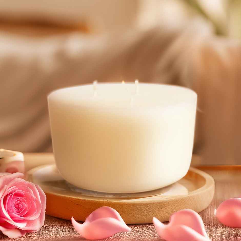 Ekam Rose Scented 3 Wick Soy Candle Refill
