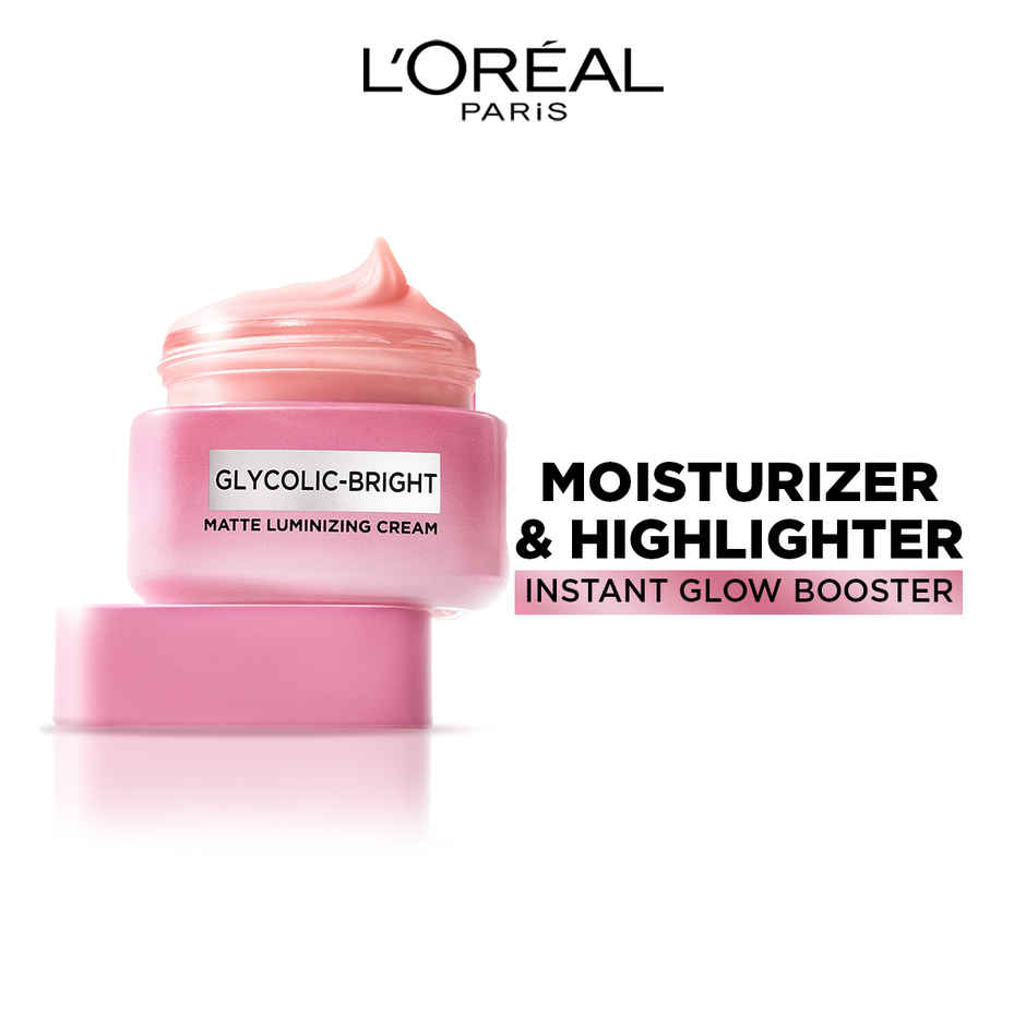 L'Oreal Paris Glycolic Bright Matte Luminizing Cream | Instant Glow Booster | Fades Dark spots