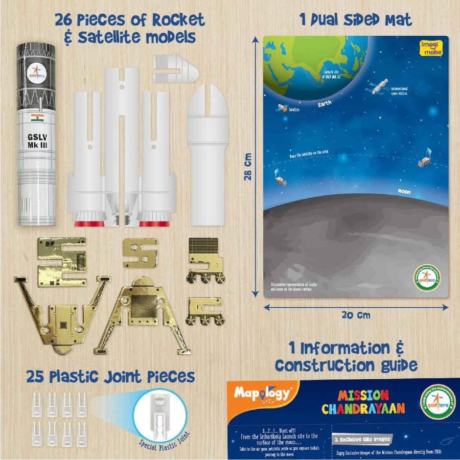 Imagimake Mapology Mission Chandrayaan - Learning 3D Model Puzzle Toy for Kids Gifting (5+ Years)