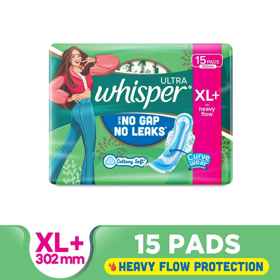 Whisper Ultra Clean Sanitary Pads | XL+ | 15 pcs