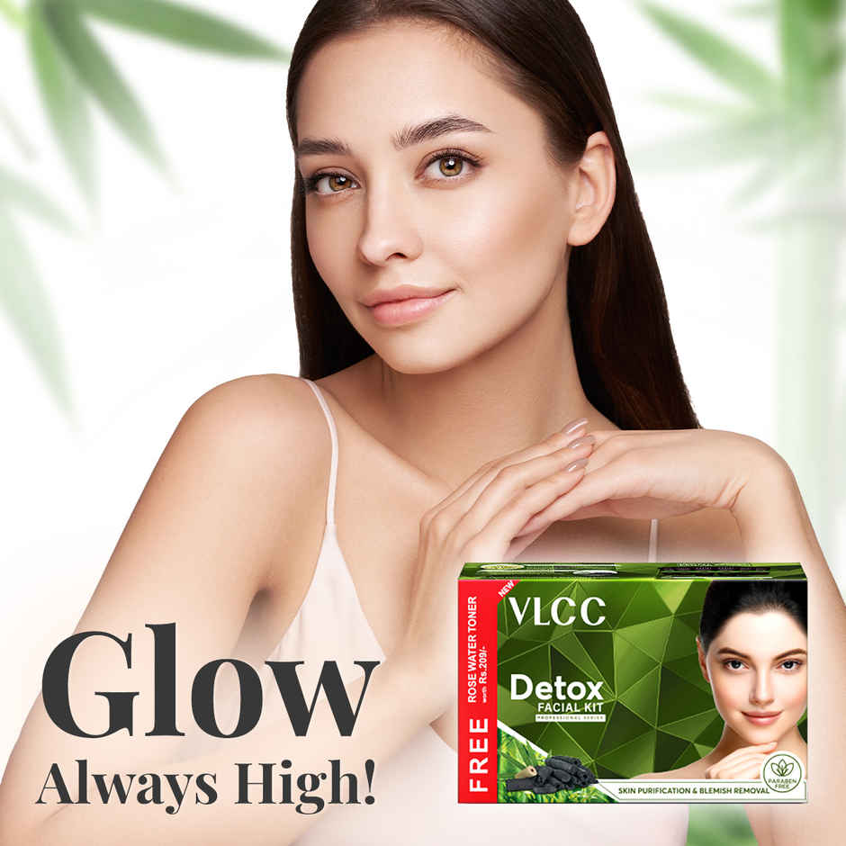 VLCC Activated Bamboo Charcoal Facial Kit with FREE Rose Water Toner