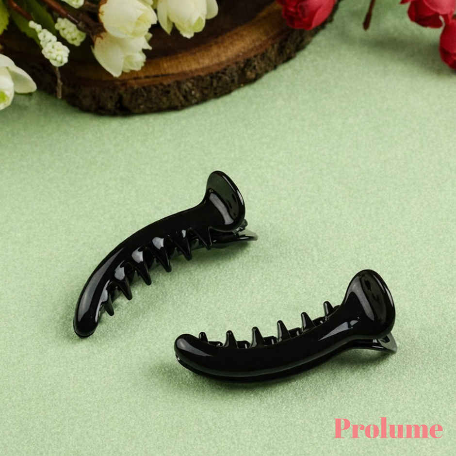 Prolume Banana Claw Clip for Women | Black Glossy Hair Clutchers