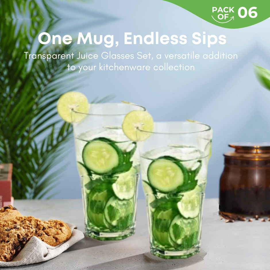 Yera Stylo 375 ml Water/Juice/Smoothie Tumbler Set 6 pcs