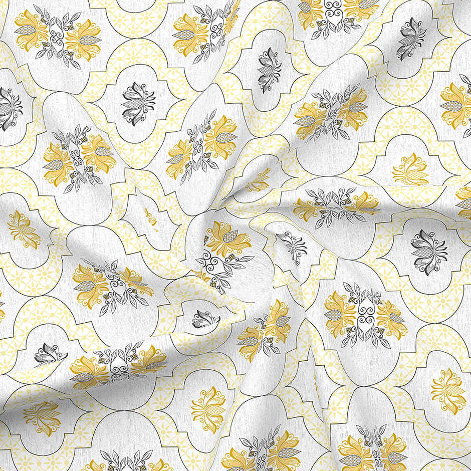 Layers Aura 110 GSM Yellow & White Double Bedsheet with 2 Pillow Covers