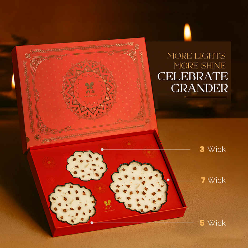 Rose Gold Fragrance | Urli Candles | Pack of 3 | Grand Premium Gift Box | Gift Hamper | Iris