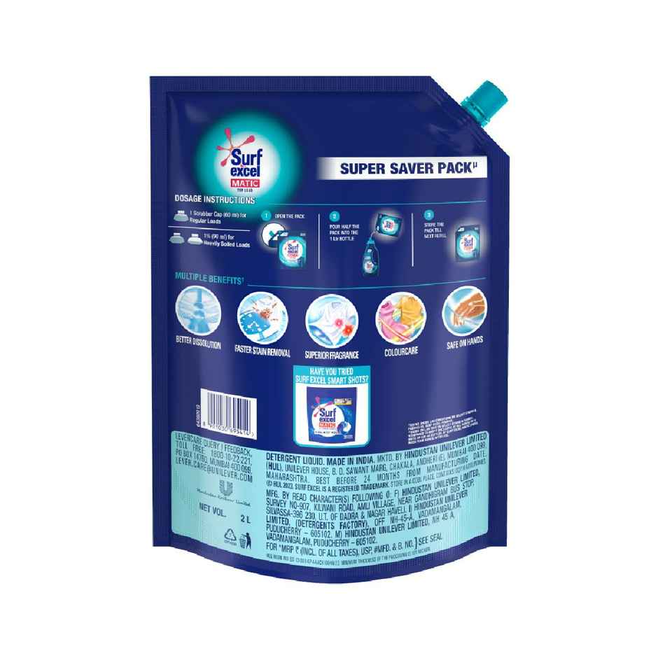 Surf Excel Matic Top Load Detergent Liquid Refill | Tough Dried Stain Removal