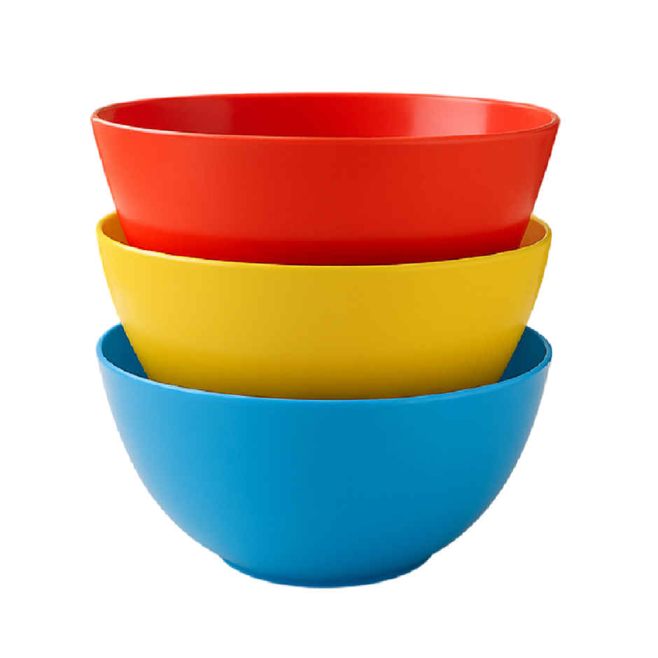 Kuber Industries Plastic Microwave Safe Mixing Bowl Set (1500 ml, Multicolour) - 3 Pieces