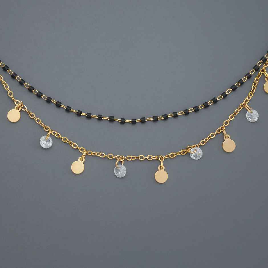 Kushal s Fashion Jewellery White Gold-Plated Zircon Trendy Mangalsutra | 441316