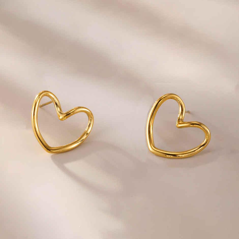 Label She Gold Plated Anti Tarnish Stainless Steel Heart Themed Stud Earrings | LS-ERG-57077