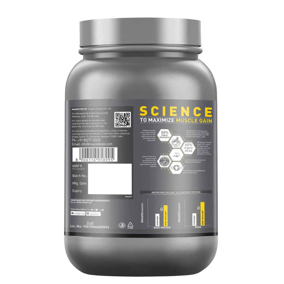 MuscleBlaze Biozyme Performance Whey Protein Powder (Chocolate Hazelnut) Combo