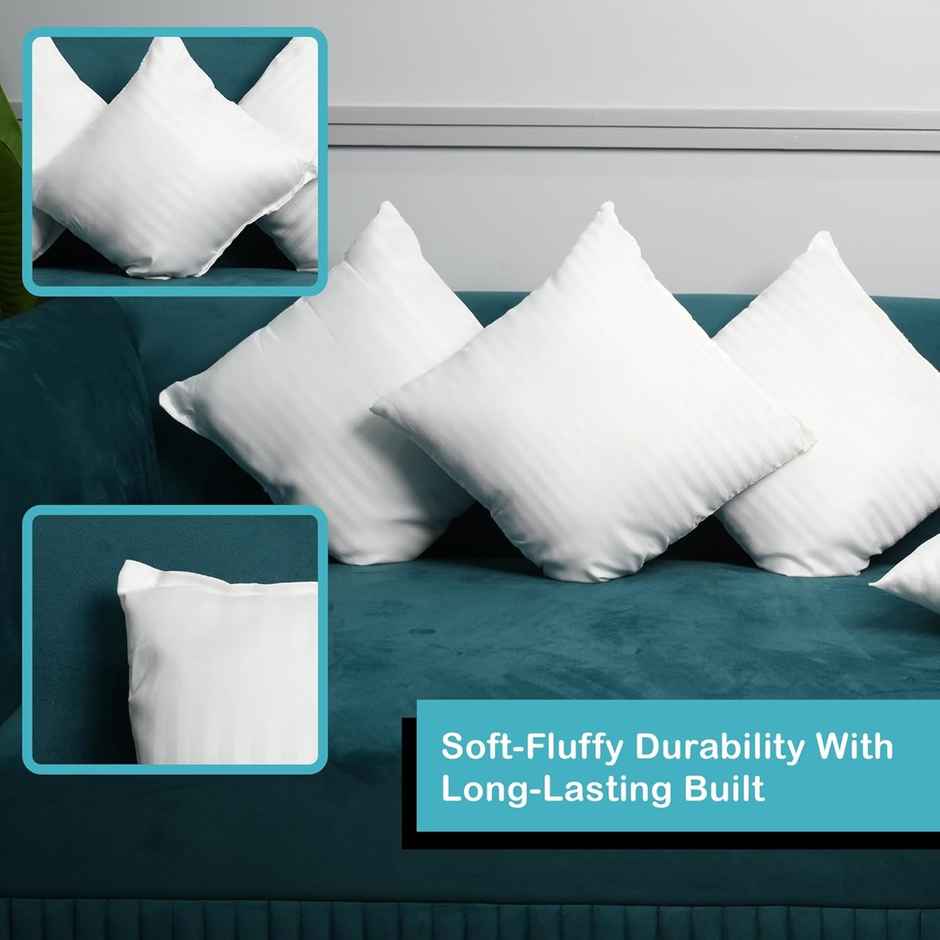 Kuber Industries Microfiber Cushion Pillow Filler|16x16 Inch|Pack of 2|White