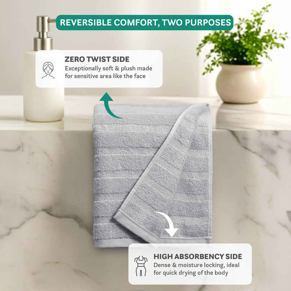 Mytrident Quick Dry Cotton Hand Towel Set | 16 x 28 in | Charcoal Grey