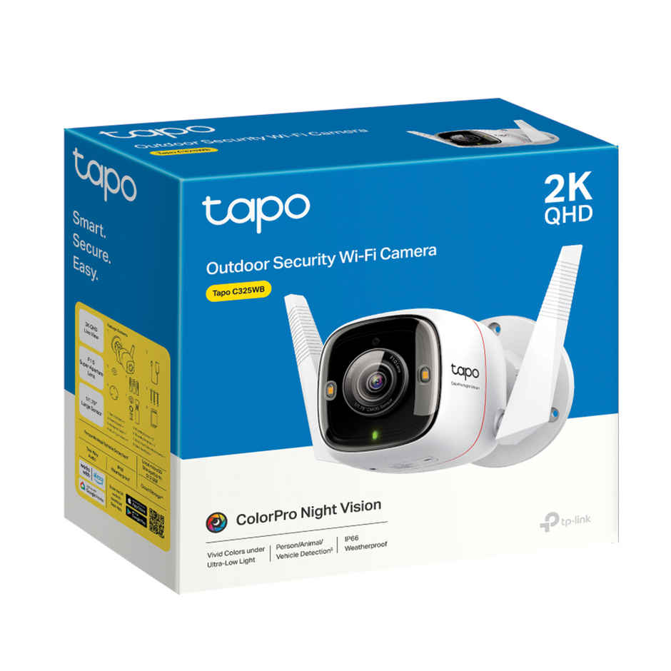 TP-Link Tapo C325WB 2K QHD Outdoor Security Wi-Fi Camera, IP66 Weatherproof, Works with Alexa&Google