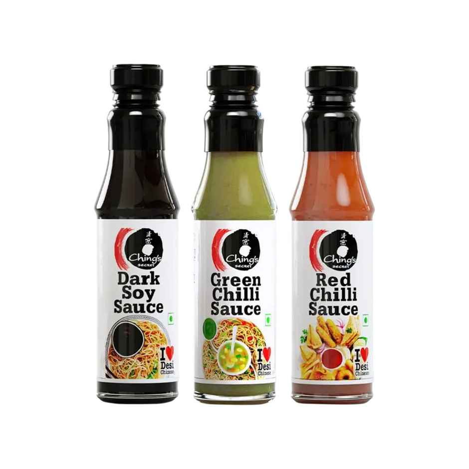 Ching's Secret Dark Soy Sauce | Green Chilli Sauce | Red Chilli Sauce Combo