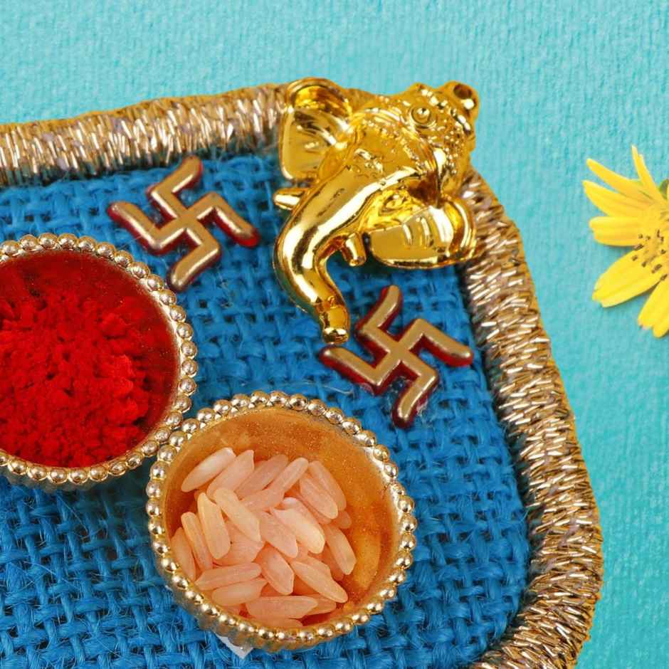 Blue Color Roli Chawal Mini Thali | Archies