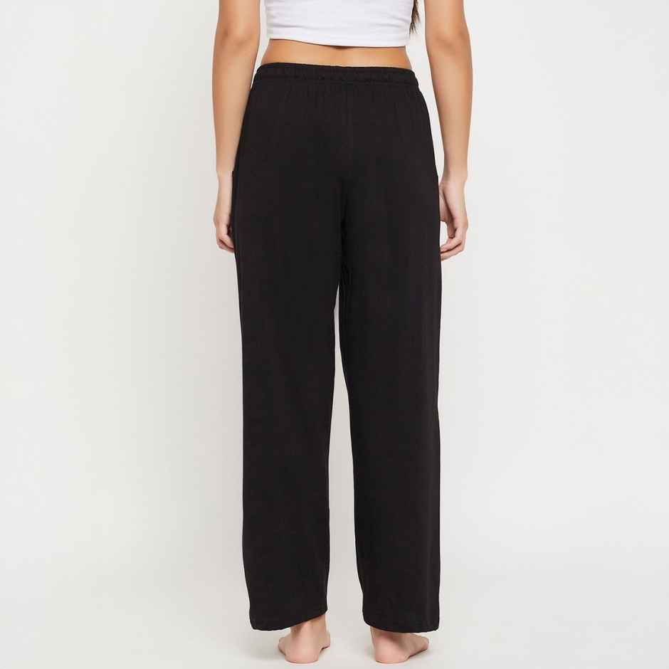 Clovia Women's Cotton Rich Pyjama | Black - 2XL