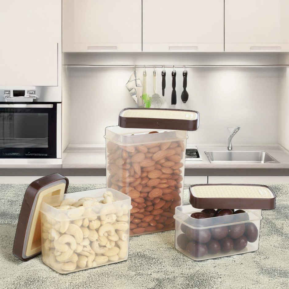 Joyo Vacu Fresh Rectangle Container | Set of 3 | Transparent | Airtight Storage Container