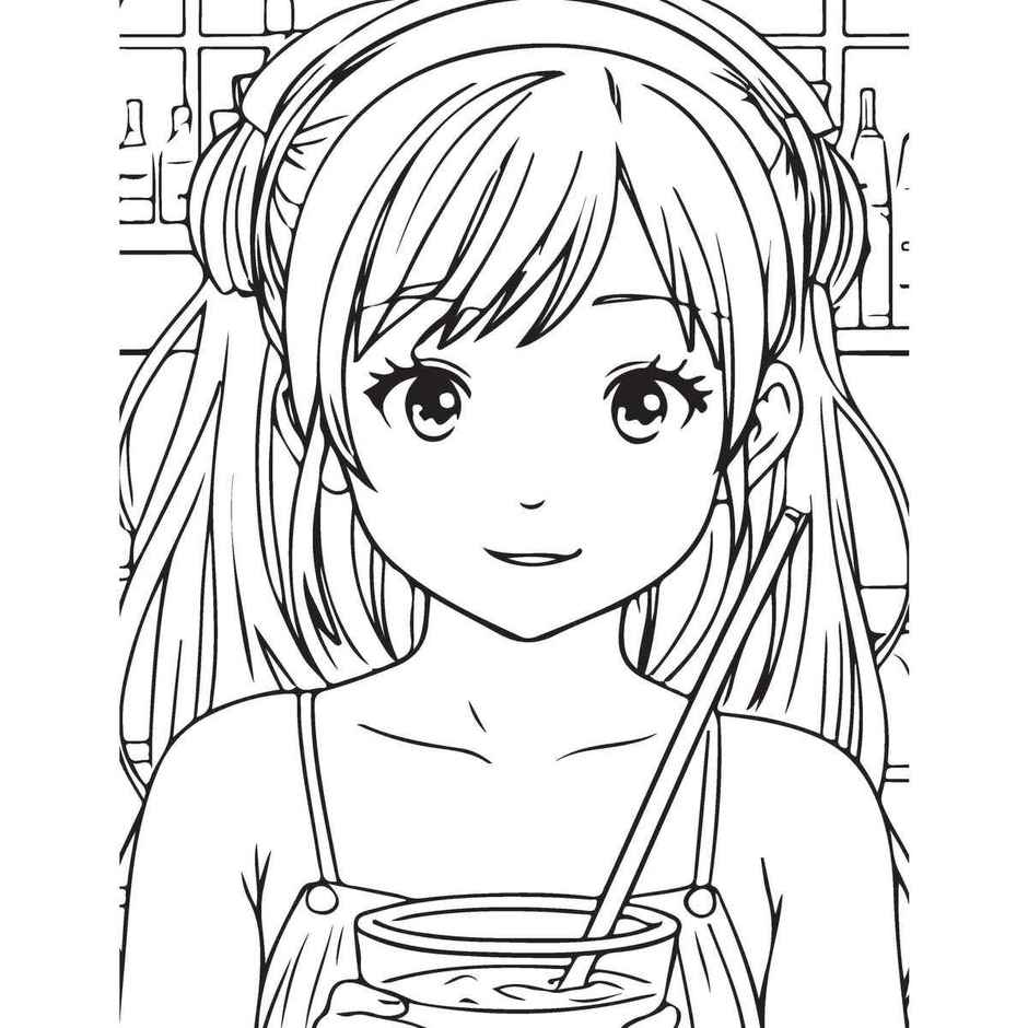 Colour Your Own Manga Book 1 With Free Manga Coloring Poster 4+|Manga Colouring Poster|Book for Kid