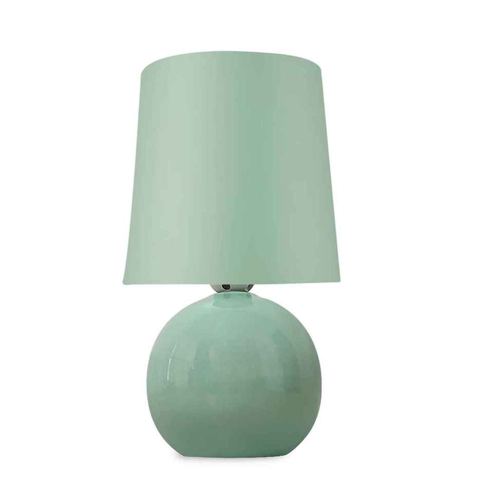 Homesake Ceramic Bedside Lamp with Mint Green Fabric Shade
