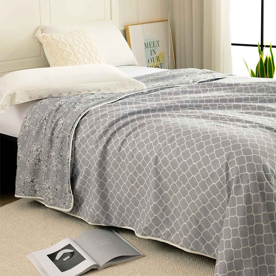 Story@home Printed Single Dohar/Duvet Cover (Cotton, Grey) (220x144x2 cms)