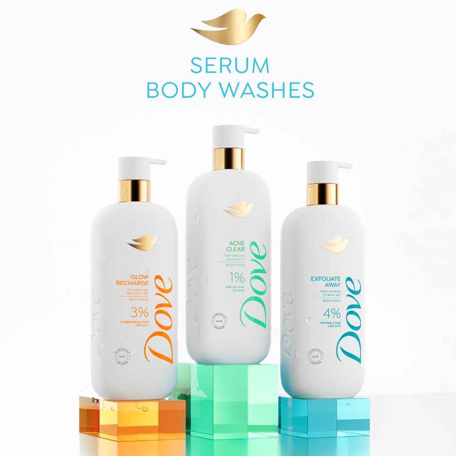 Dove 4% Refining Serum + AHA Exfoliate Away Serum Body Wash